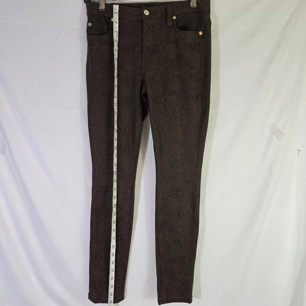 7 For All Mankind Choc Brown Snakeskin Skinny Jeans Sz 26 Amazing Stretch - Picture 9 of 9